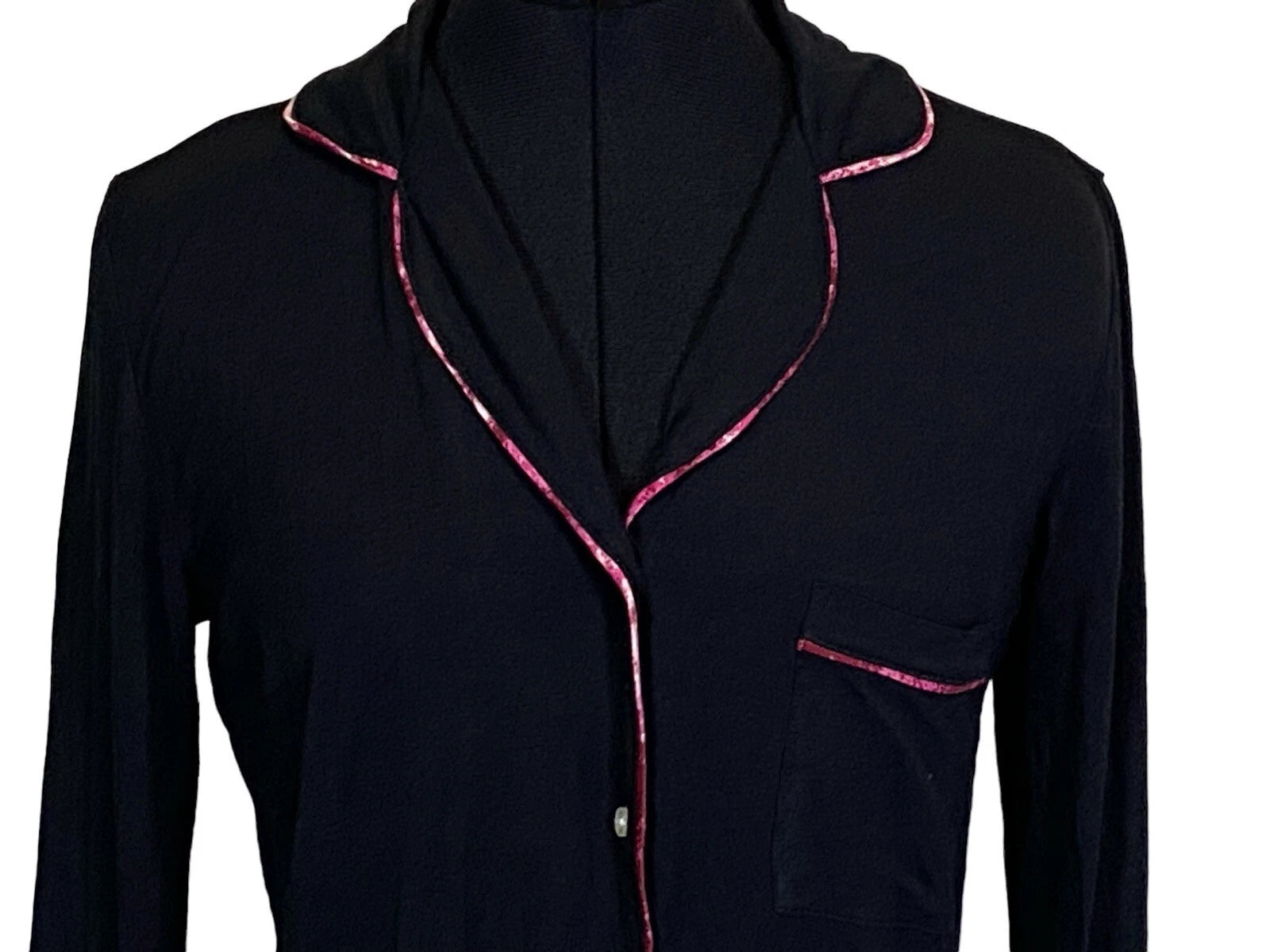 NWT JENNI Women's Notch-Collar Pajama Set Deep Black Size XS