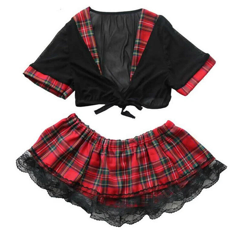 Plus Size Sexy Lingerie School Girl Womens Cosplay Costume Dress Uniform Outfit
