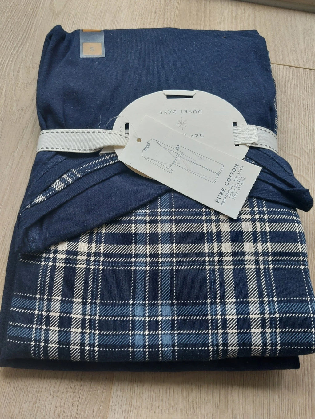 M&S Ladies Pyjama Set Size 8-10 Navy  Full Length Long Sleeve New