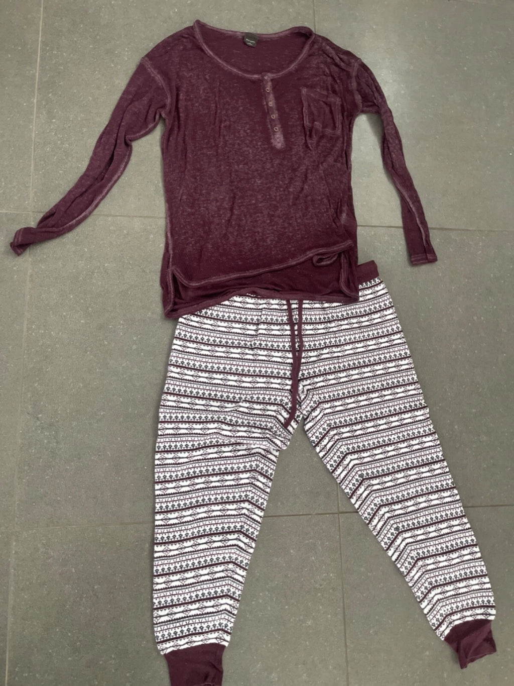 Free Press Womens Long Sleeve Purple Pajama Set Size M/L