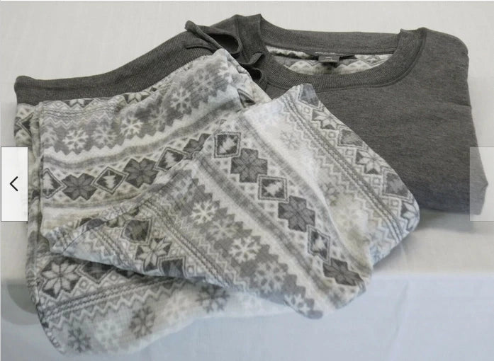 Eddie Bauer Women's 2 -Piece Soft PJ Set (White/Gray Charcoal  LARGE)NWT