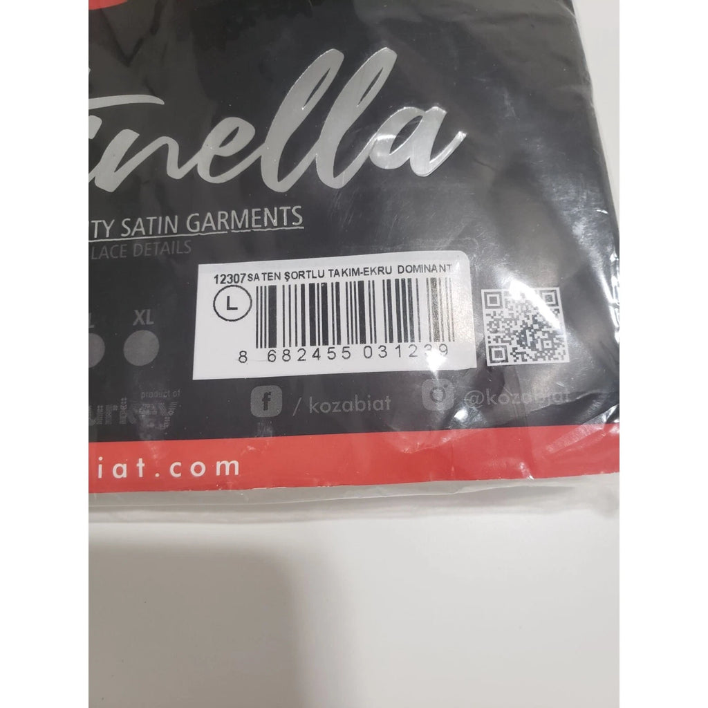 Satinella Satin Sleep Set In White - Size Large