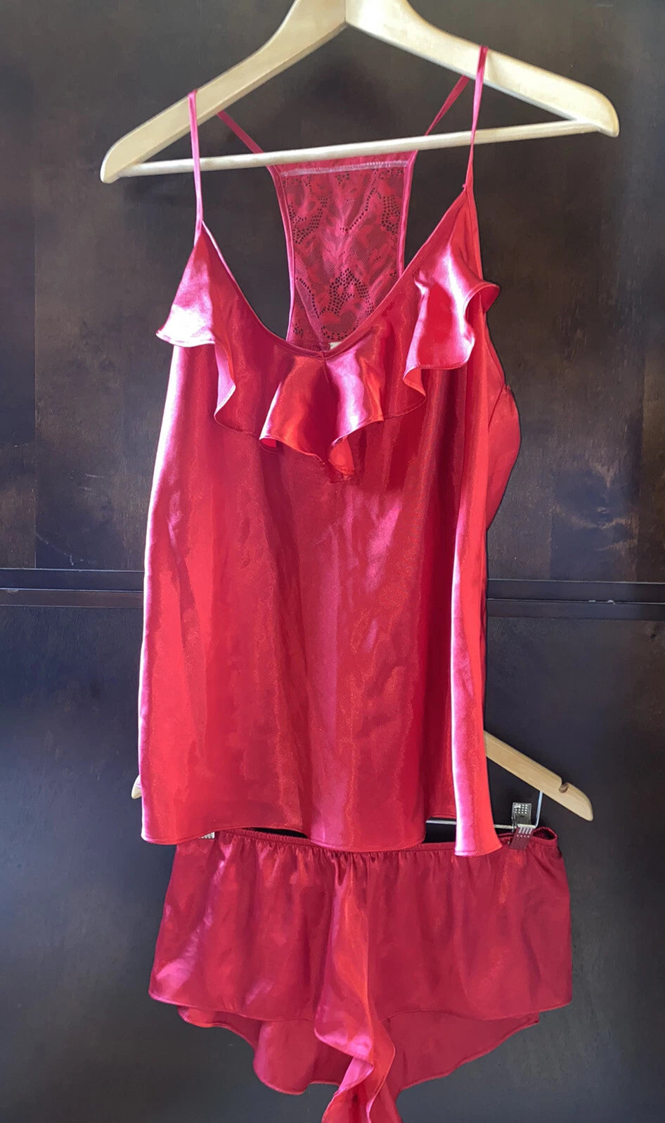 Womens In Bloom Chemise Set Pre Owned EUC Size Medium Red Tank & Shorts