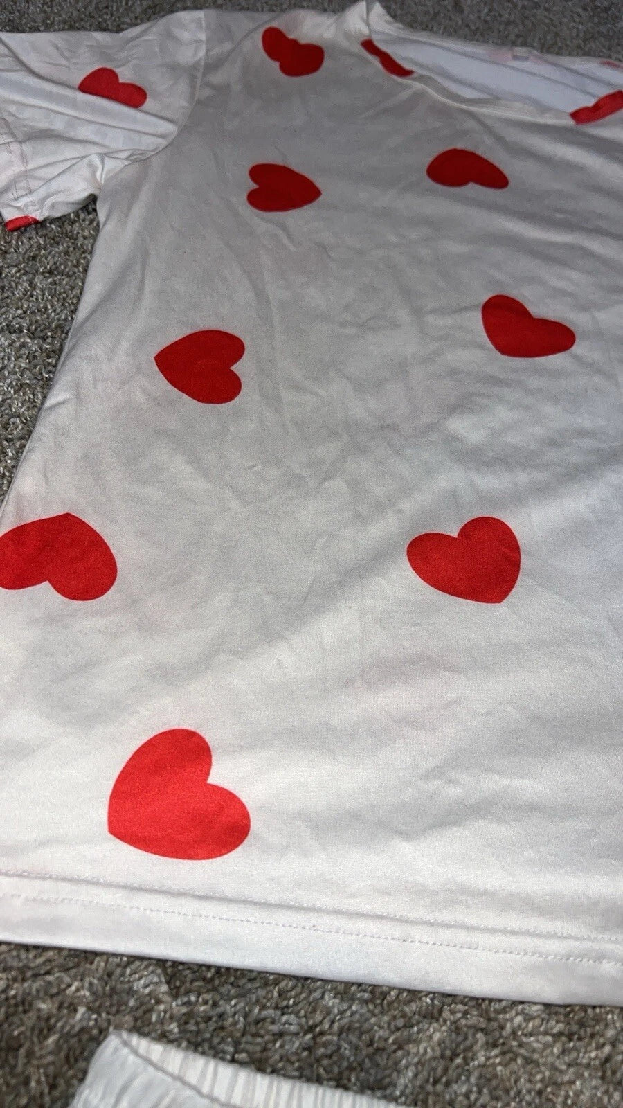 Heart Print Short Sleeve Tee Top and Shorts PJ Set Size Medium