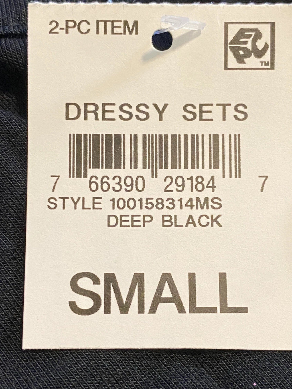 NWT JENNI Women's Notch-Collar Pajama Set Deep Black Size S