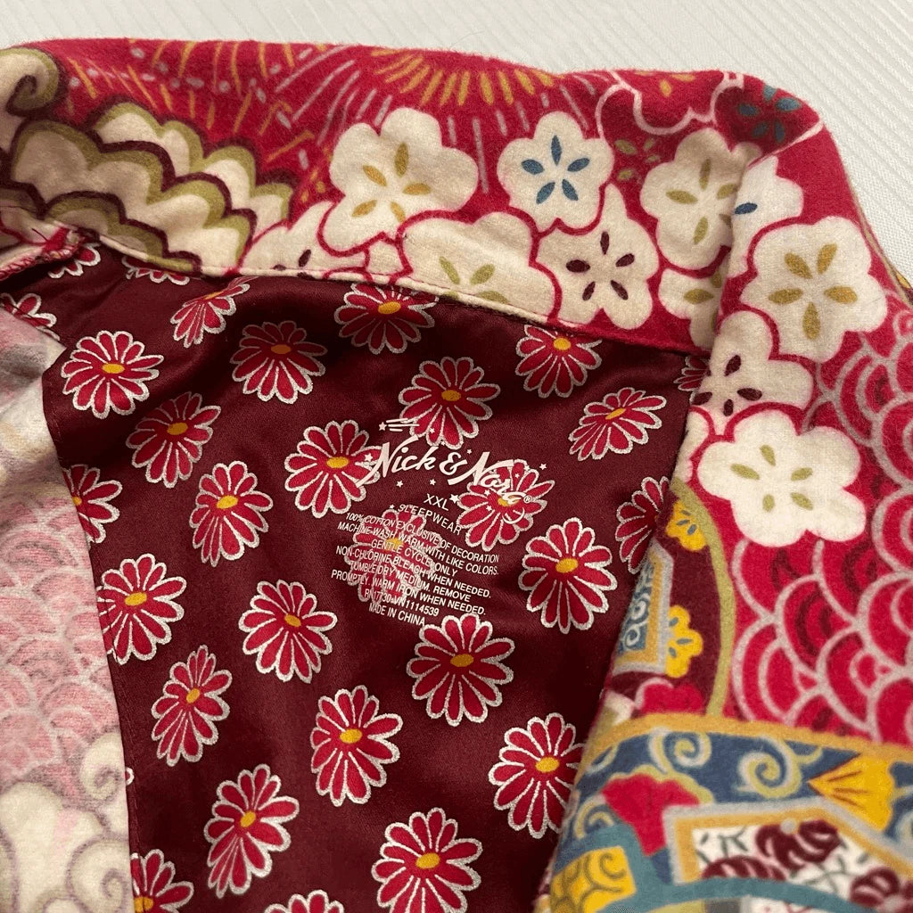 Nick & Nora Red Boho Chic Pajamas 2 Pc Set Plus Size XXL