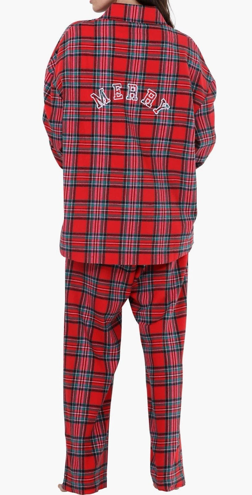 Honeydew Red Flannel MERRY Pajama Set Sz L Ret $68 Love Song Plaid