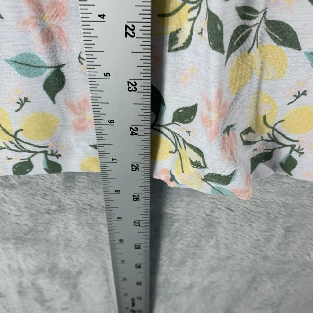 Roudelain Women's Pajamas Set S Tank Top Shorts Lemon Floral Soft Henley PJs NWT