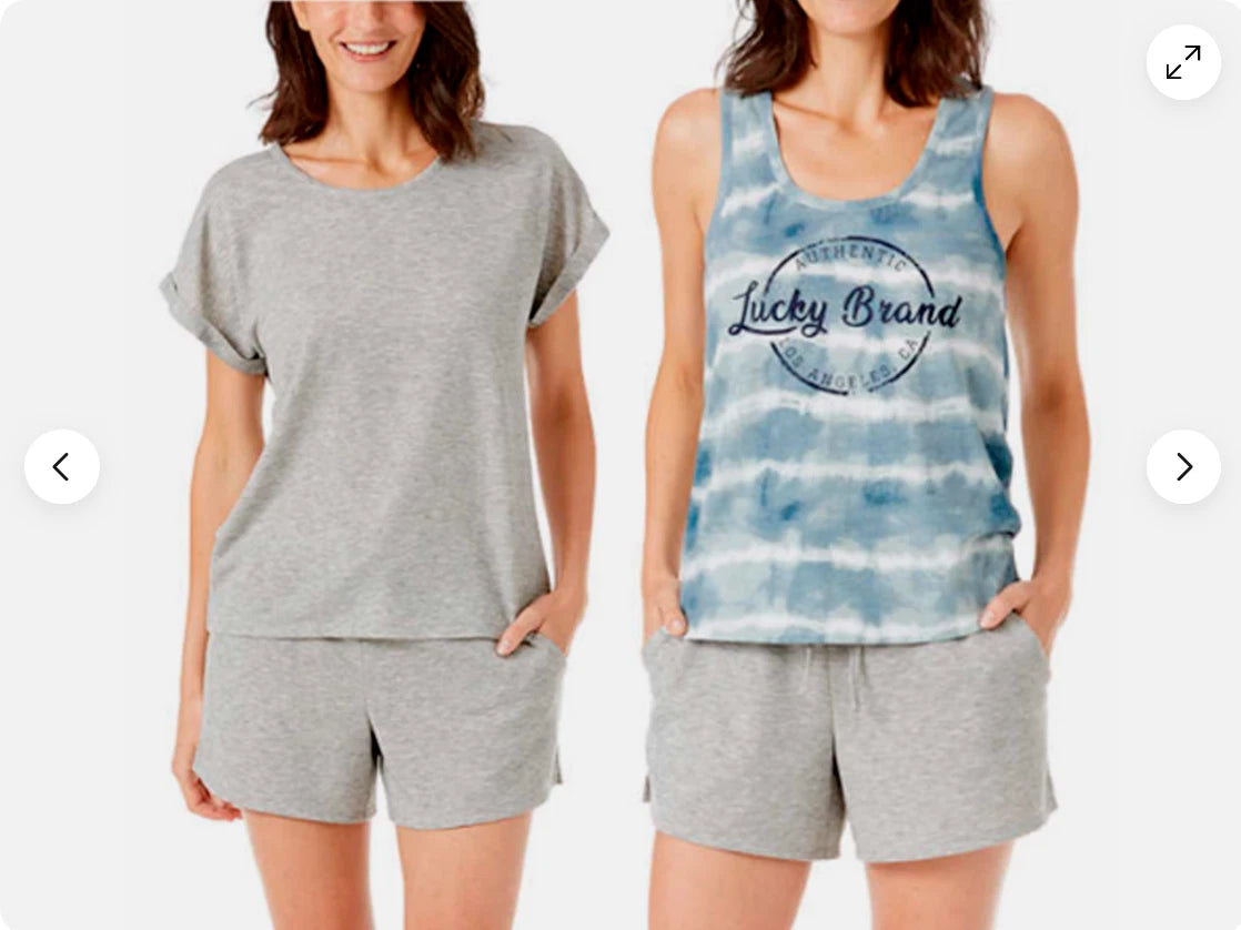 LUCKY BRAND WOMEN'S 3 PC TEE, TANK AND SHORT PAJAMA SET (GRAY BLUE M)NWT