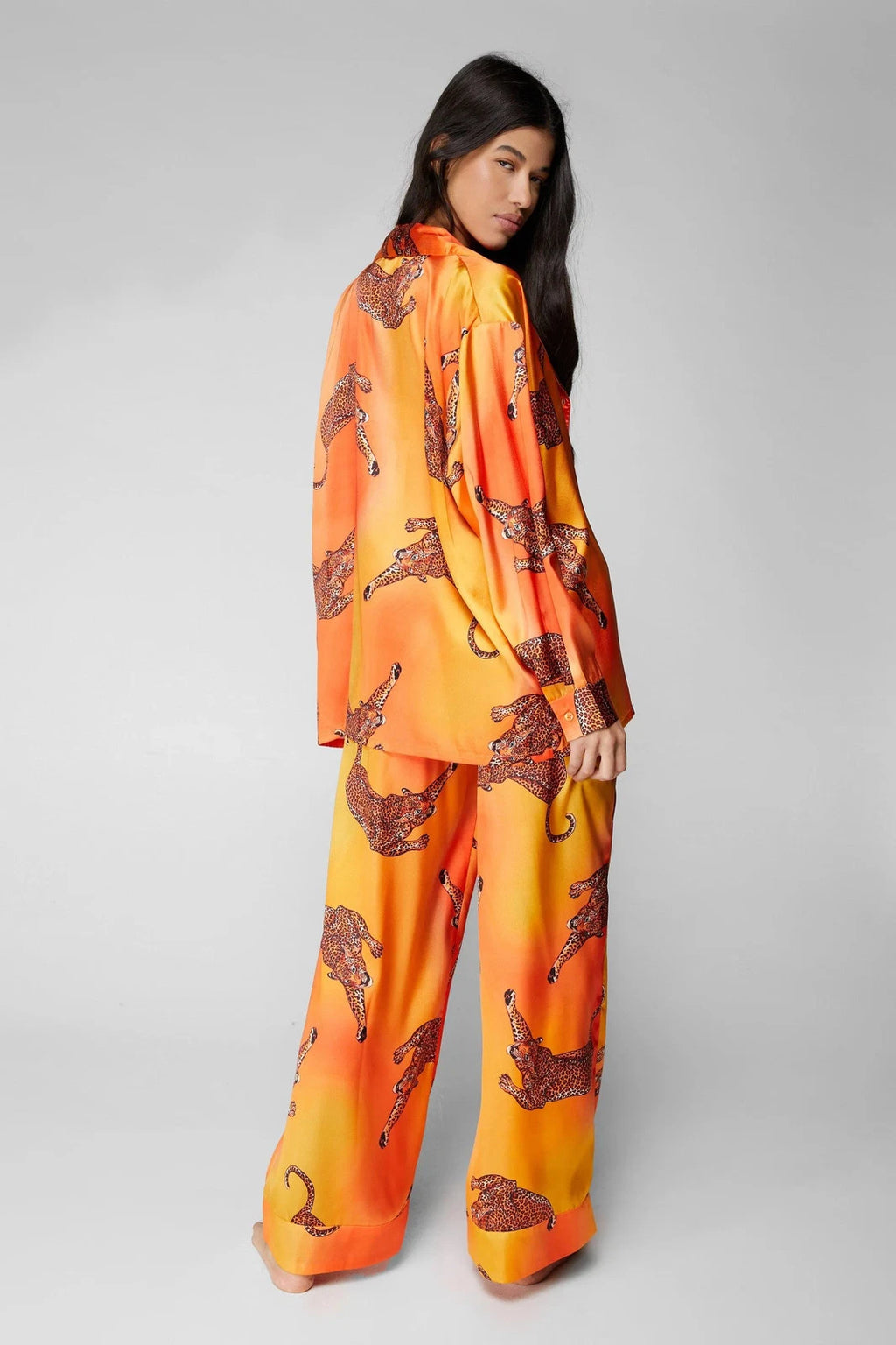 Nastygal Orange Pyjama Trouser Set Womens Going Out Nightwear