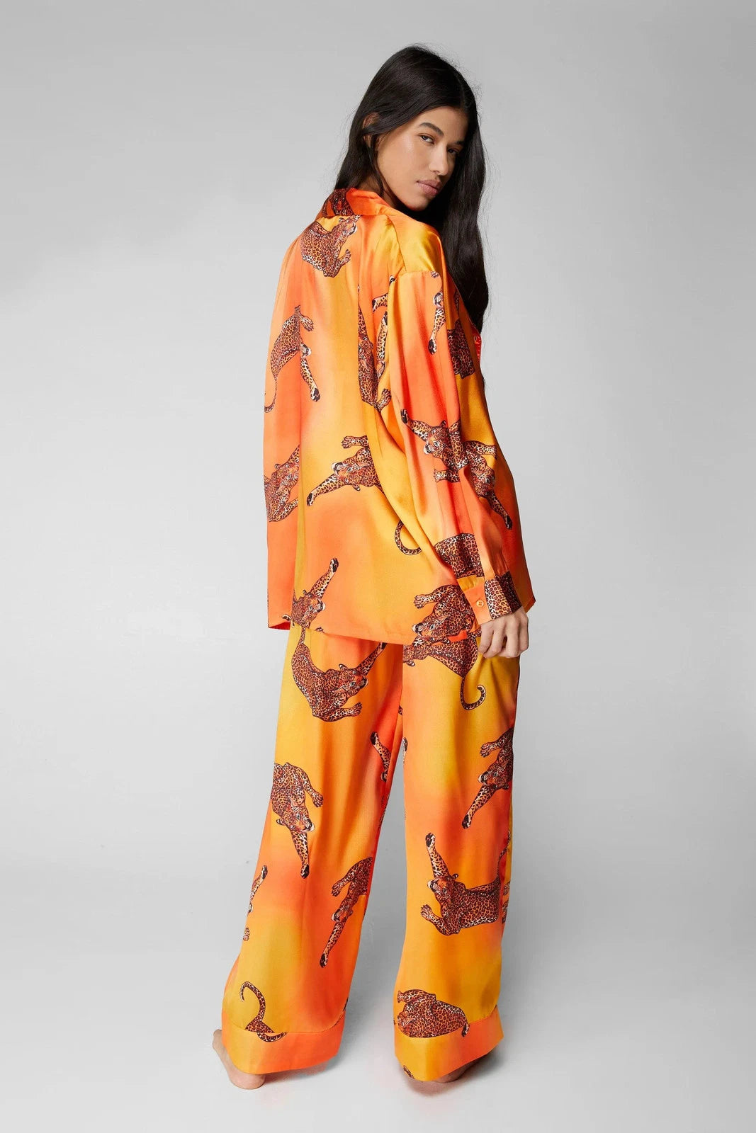 Nastygal Orange Pyjama Trouser Set Womens Going Out Nightwear