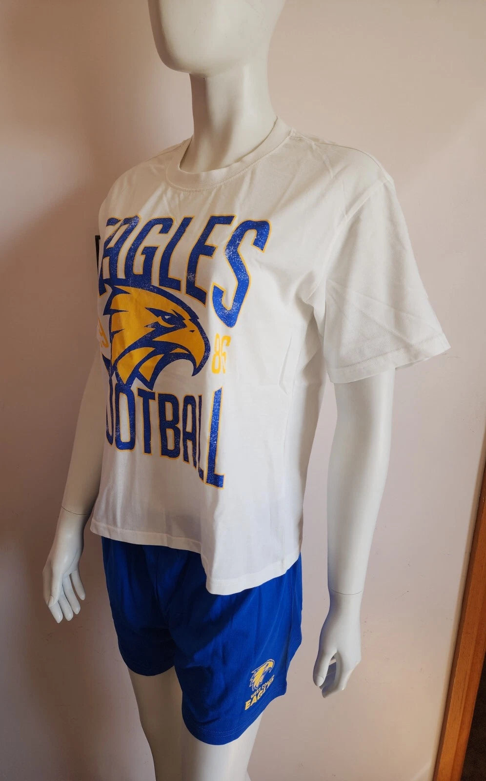 West Coast Eagles AFL AFWCE0840 W24 Ladies Short Sleeve Pyjama Set Size L New