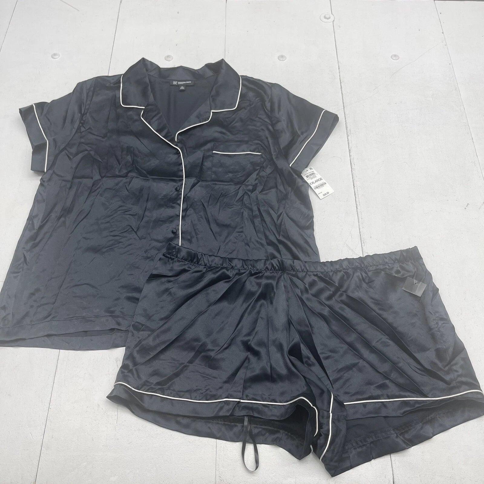 INC International Concepts Black Satin Pajama Set Women’s Size XXL New