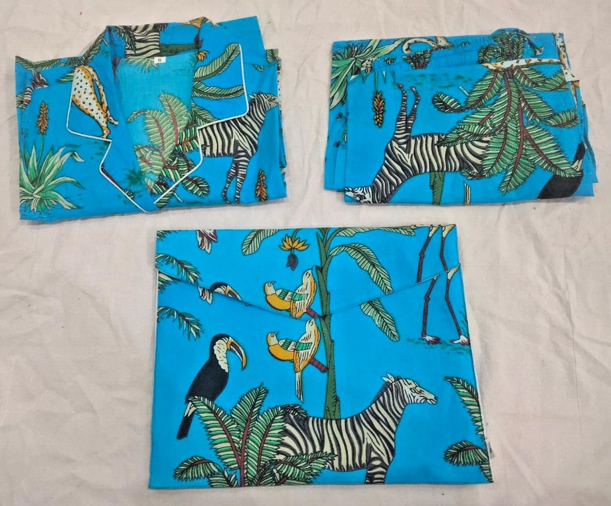 Handmade Handcrafted Indian Cotton Night Suit (PJ Set) For Women