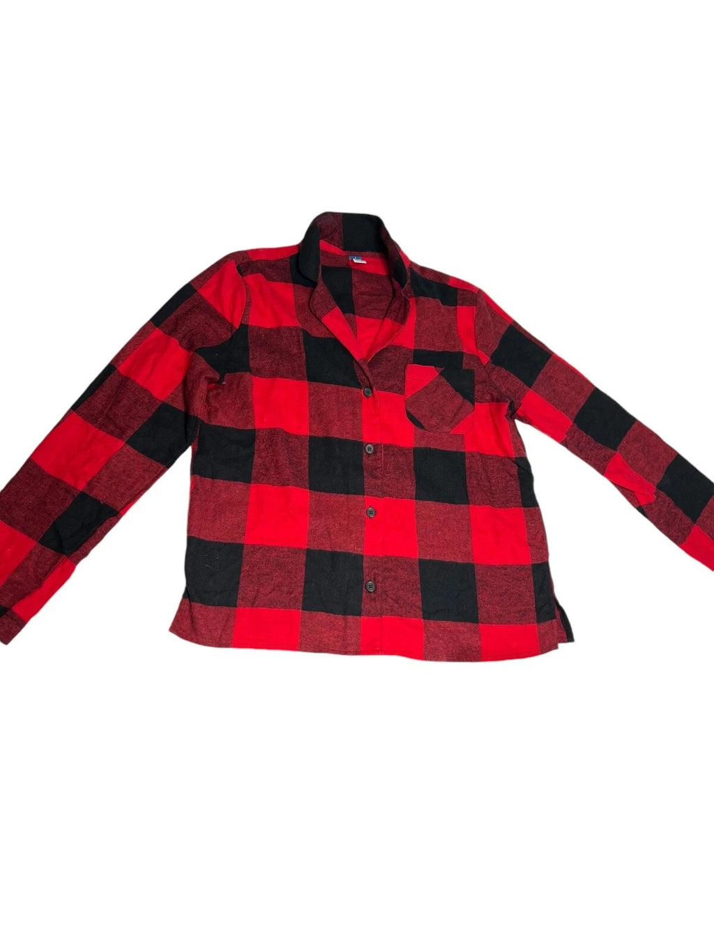Old Navey Flannel Sleep Pajama Set Red & Black Plaid Ladies Size S