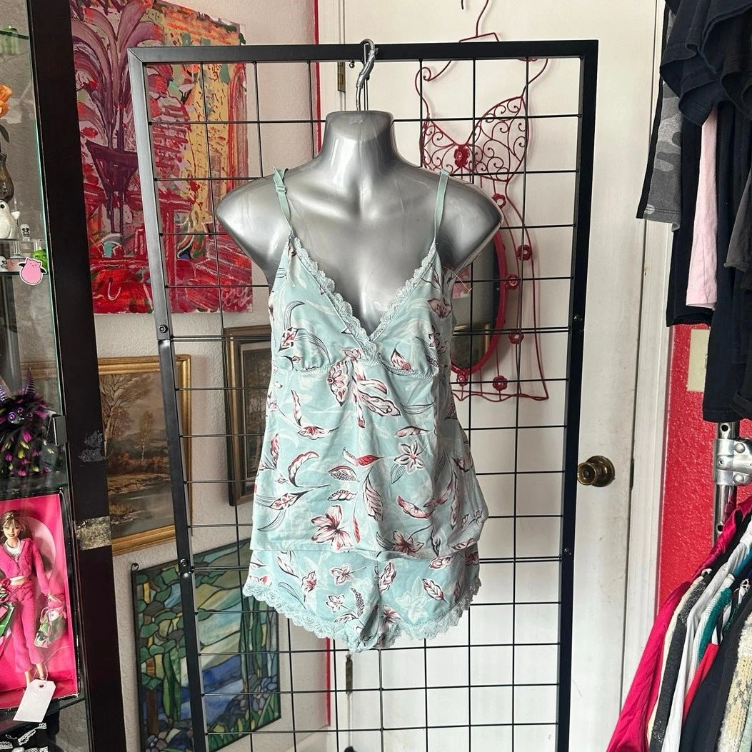 adrienne vittadini blue and pink floral pajama set
