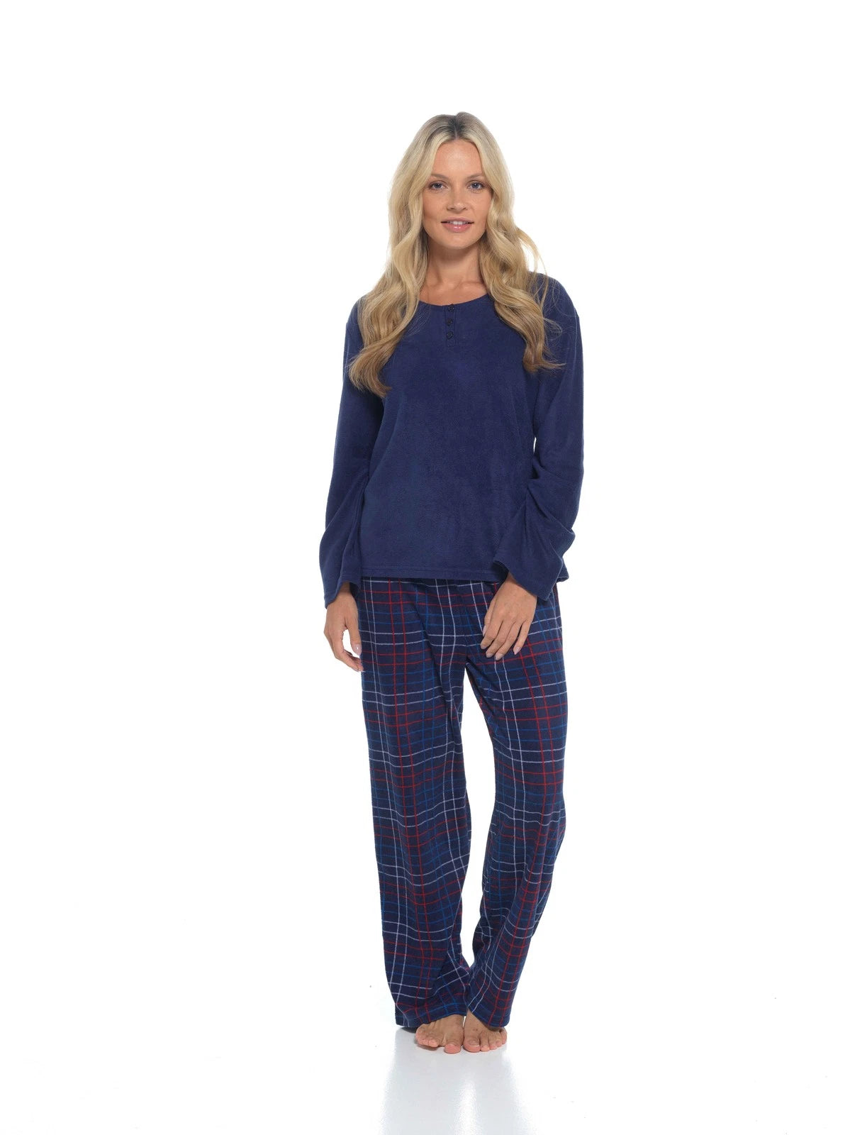 i-Smalls Women's Christmas Pyjamas Fleece Long Sleeve PJ Set (30-32) Navy Blue
