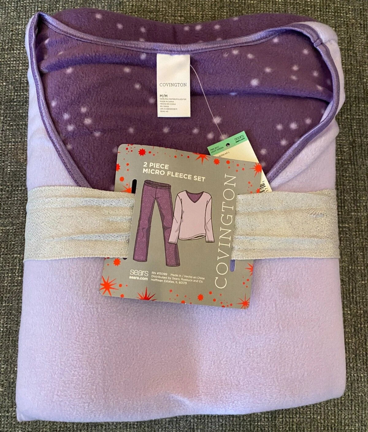 New Covington Women's Lavender Purple 2-Piece Micro Fleece Pajama Set Size Med