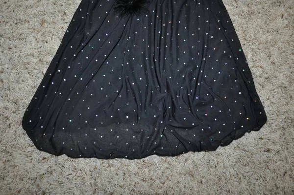 Babydoll Chemise Passion Black Sequined 2 Pc Pajamas Thong Set Womens-size S