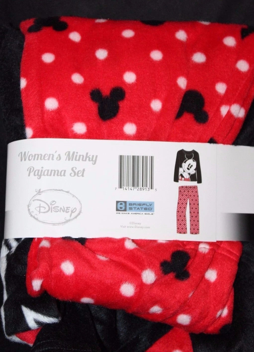 Disney Mickey  Mouse Women's Black/Red 2-Pc Long sleeve Minky Pajama Set Medium