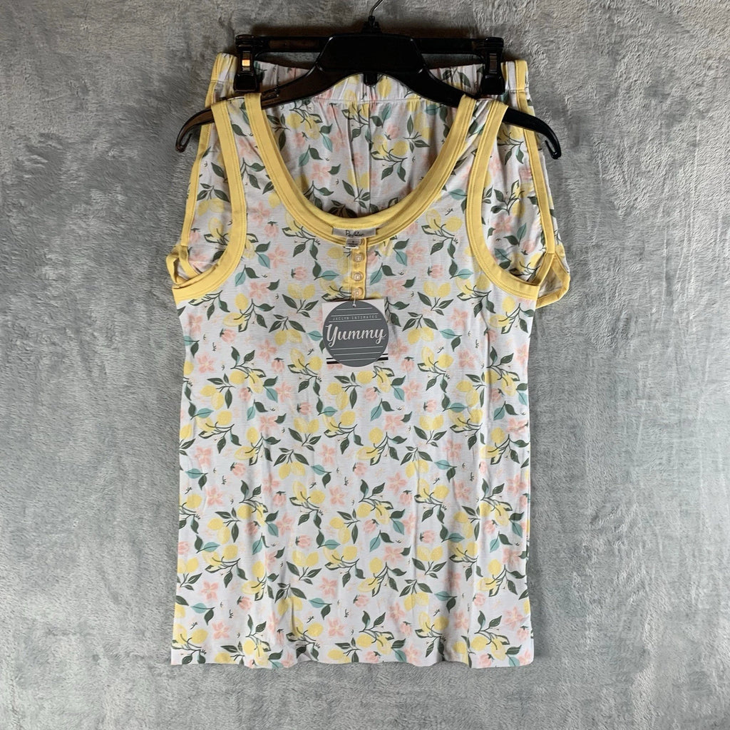 Roudelain Women's Pajamas Set S Tank Top Shorts Lemon Floral Soft Henley PJs NWT