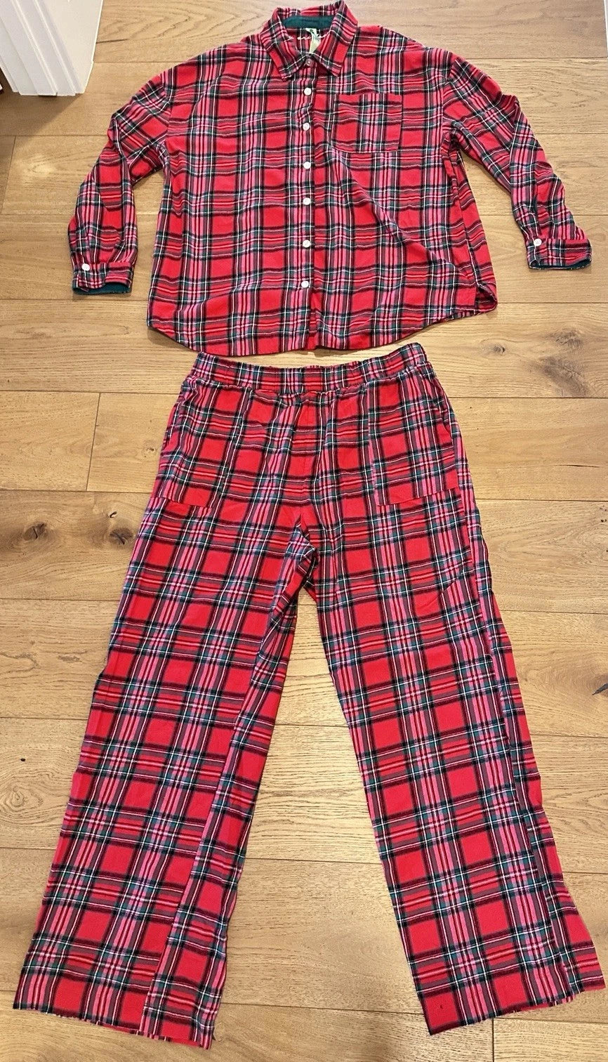 Honeydew Red Flannel MERRY Pajama Set Sz L Ret $68 Love Song Plaid