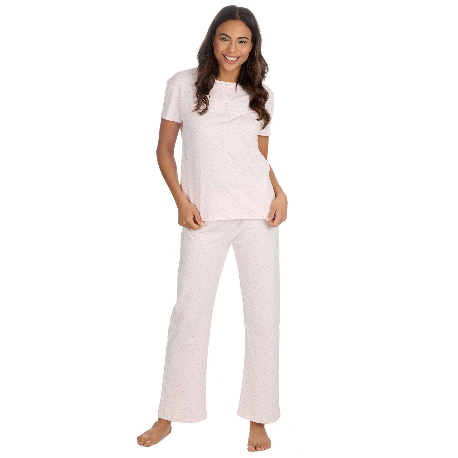 Nikaro Ladies Short Sleeve 2 Piece Round Neck Pyjama Set