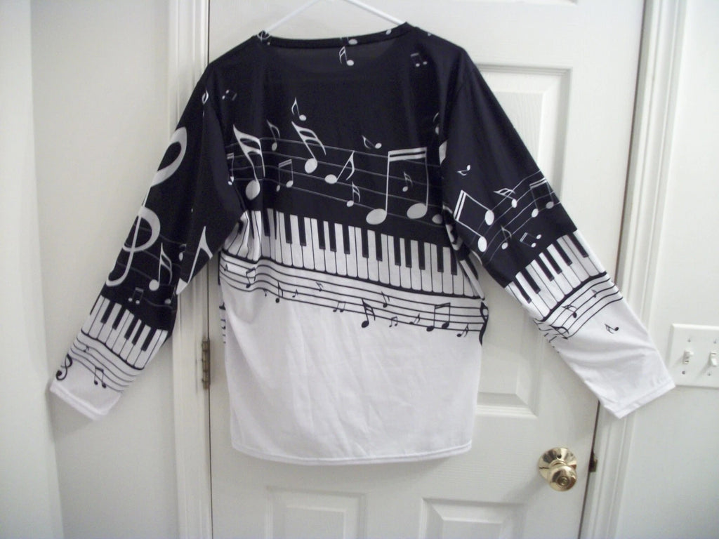 Biyejit Women's Novelty Print Pajamas, Piano Music Notes, 2-Piece Set, 2XL