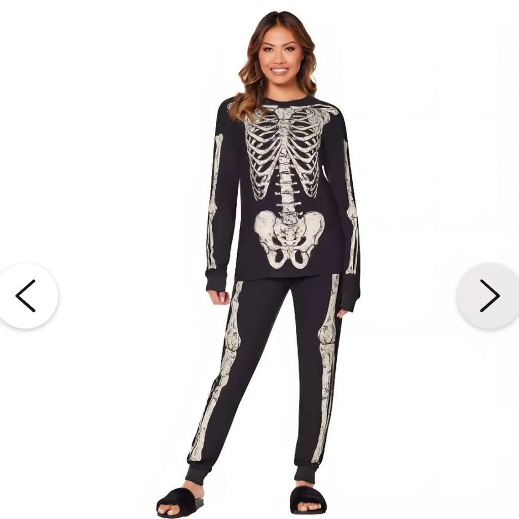 Spirit Halloween Skeleton Pajamas Lounge Set Black Women's Unisex Small
