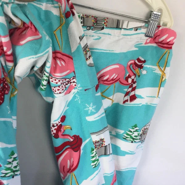 Nick & Nora Pajama Set Womens Large Flamingo Airstream RV Christmas Holiday
