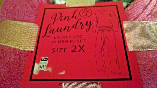PAJAMA SET NEW PINK LAUNDRY PL LADIES 2 PC PLUSH PJ SIZE 2X ORG RIBBON GIFT SET.