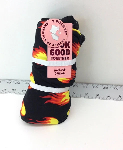 Weekend Edition Girl's 3 Piece Set Short, Tee and Scrunchie Hottie Flame Medium