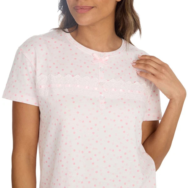 Nikaro Ladies Short Sleeve 2 Piece Round Neck Pyjama Set