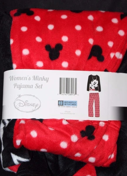 Disney Mickey  Mouse Women's Black/Red 2-Pc Long sleeve Minky Pajama Set Medium