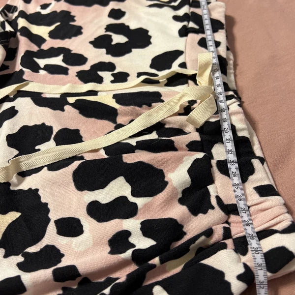 NWOT Bibi Pink & Blue Leopard Super Soft Pajama Shorts & Top Set Size Small