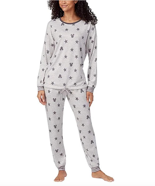 Disney Womens 2 Piece Cozy Pajama Set Mickey Mouse Grey  XX-Large