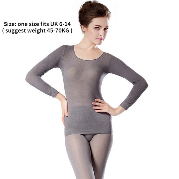 Lady Pajamas Long Johns Stretch Slim Fitted Sleepwear Nightwear Underwear Soft