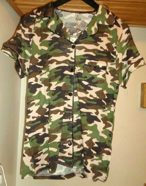 BLIS  GREEN /MULTI CAMOUFLAGE JERSEY   SHORT/SHIRT  PAJAMA  SET NWT SZ M