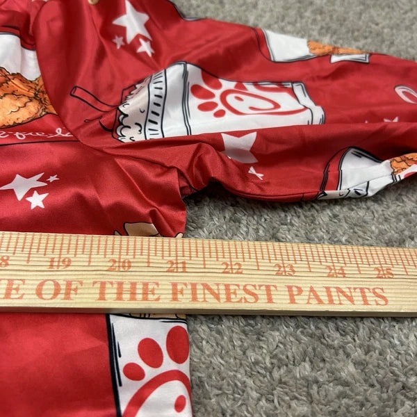 Sheshow Women's Chick-Fil-A Print Satin Pajamas Top/Short Set Red Medium New