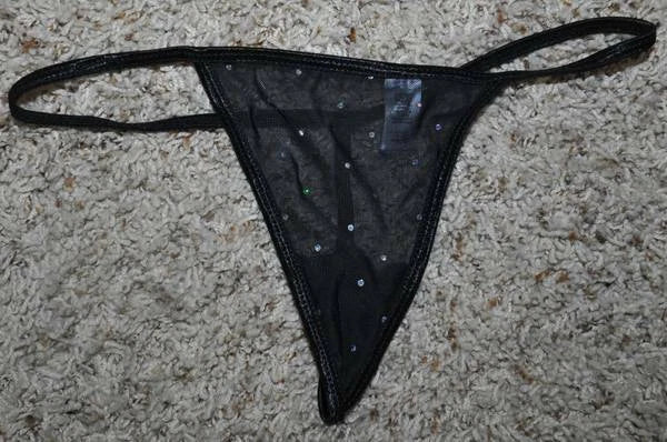 Babydoll Chemise Passion Black Sequined 2 Pc Pajamas Thong Set Womens-size S