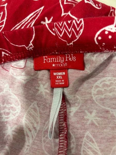 Macy's Womens Size XXL Ornament Print Family Pajama Set Red White Ho Ho