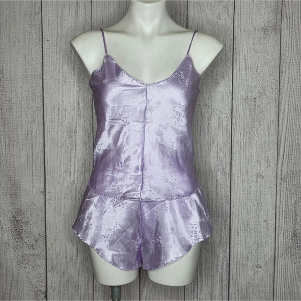 Vintage Ilise Stevens Lilac Satin Lingerie Set Cami & Tap Shorts, sz Medium
