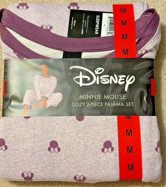 Disney Minnie Mouse Women's 2 Piece Cozy Pajama Set Purple Med M NWT