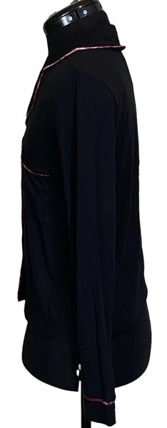 NWT JENNI Women's Notch-Collar Pajama Set Deep Black Size XS