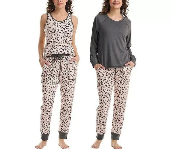 Live Love Lounge Cozy Leopard 3-piece Lounge PJ Set by Karen Neuburger L NWT