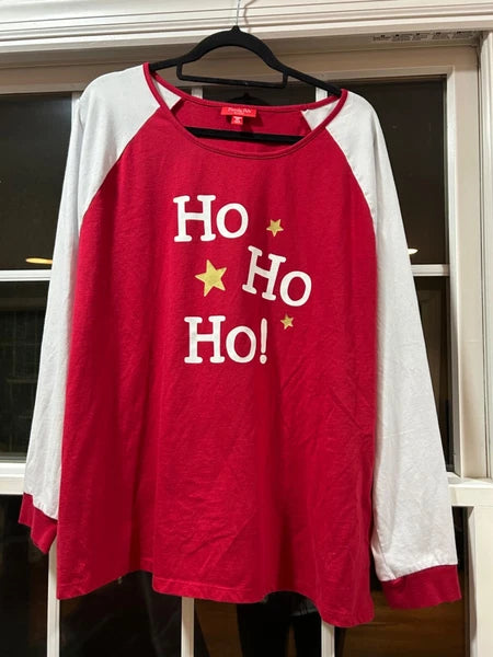 Macy's Womens Size XXL Ornament Print Family Pajama Set Red White Ho Ho