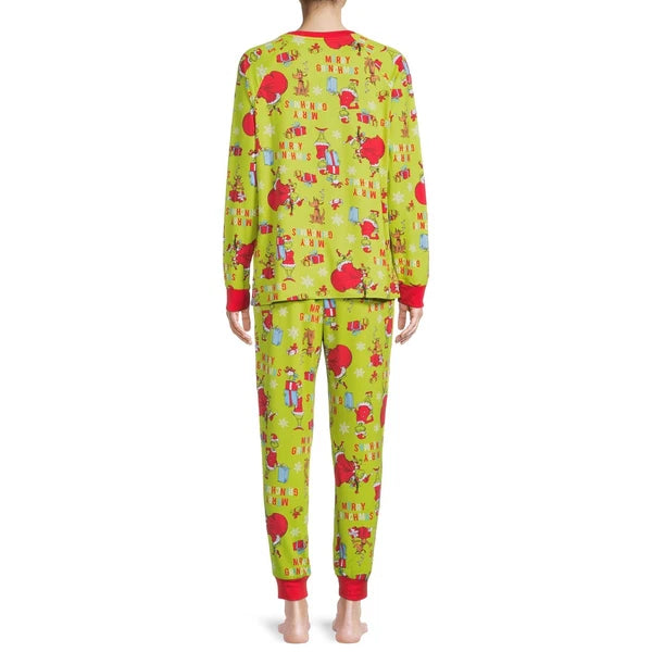 CHRISTMAS DR SEUSS GRINCH WOMENS LONG SLEEVE 2-PIECE PAJAMAS SET 2X NWT [CHR9]