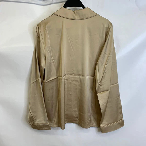 International Concepts 2-Pc. Piped-Trim Satin Pajama Set Women's XS Safari Brown