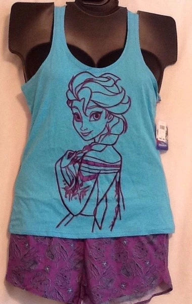 NWT Medium Disney 100% Cotton FROZEN ELSA 2 Piece Sleewear PJ Pajama Tank Short