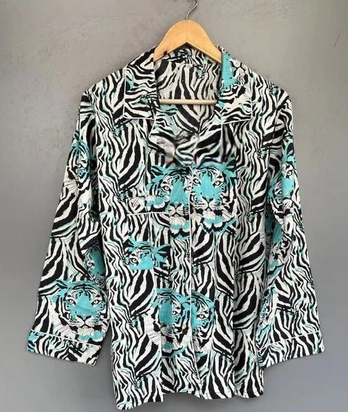 Hand Block Cotton PJ set Women's Cotton PJ Winter Fall W/Pockets valentine's day
